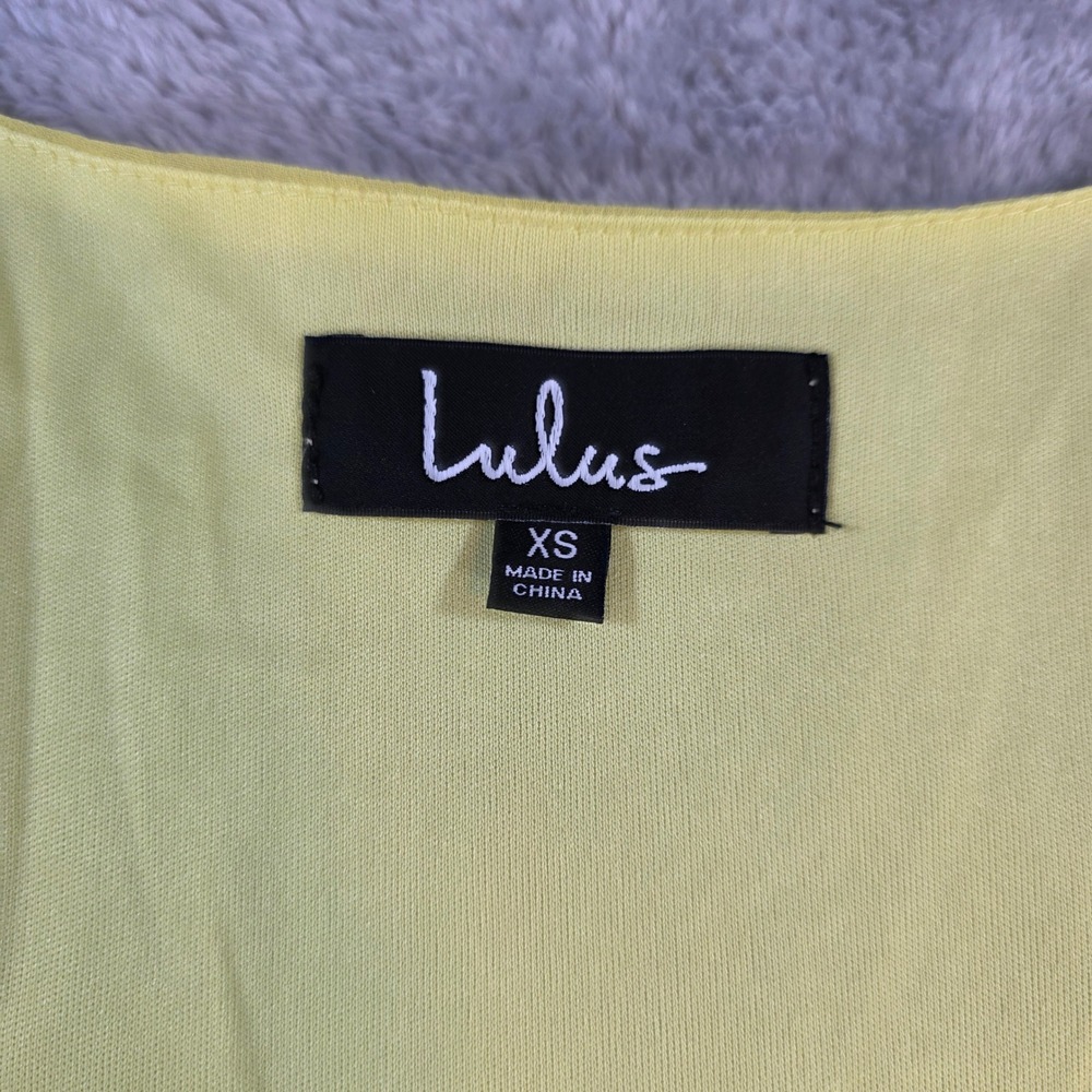Lulus Freestyle Sheer Sleeve Shift Dress Bright Yellow Chiffon XS Women Mini - Picture 3 of 9